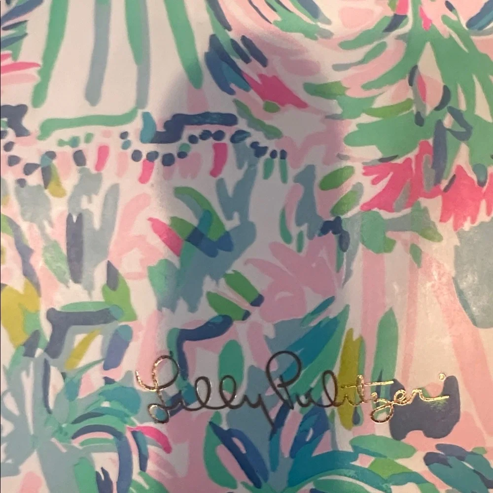 Lilly Pulitzer Blue and Yellow Floral Tote and used notebook - Picture 7 of 10